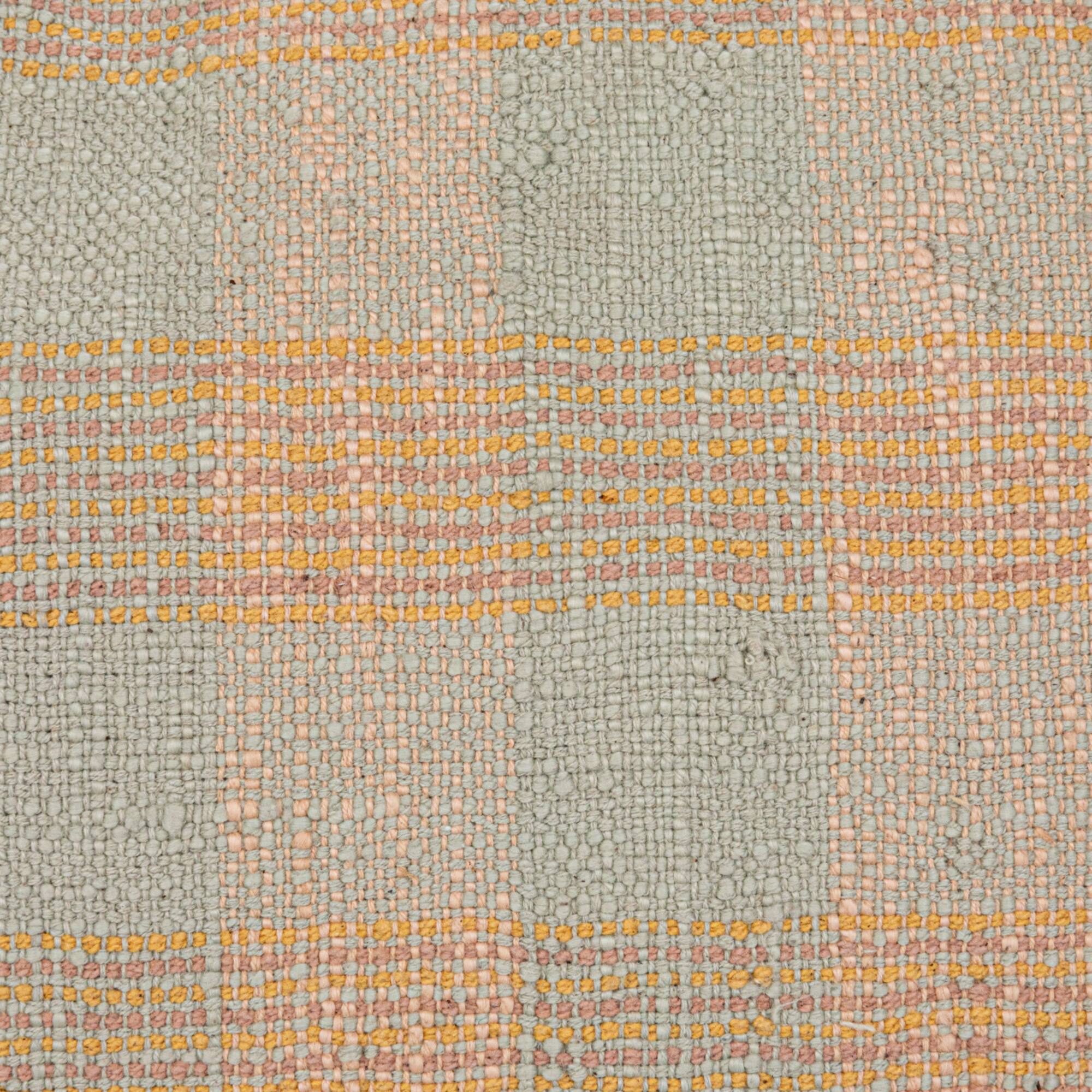 Hello Honey® 20" x 20" Tan & Pink Plaid Hand-Woven Cotton Pillow